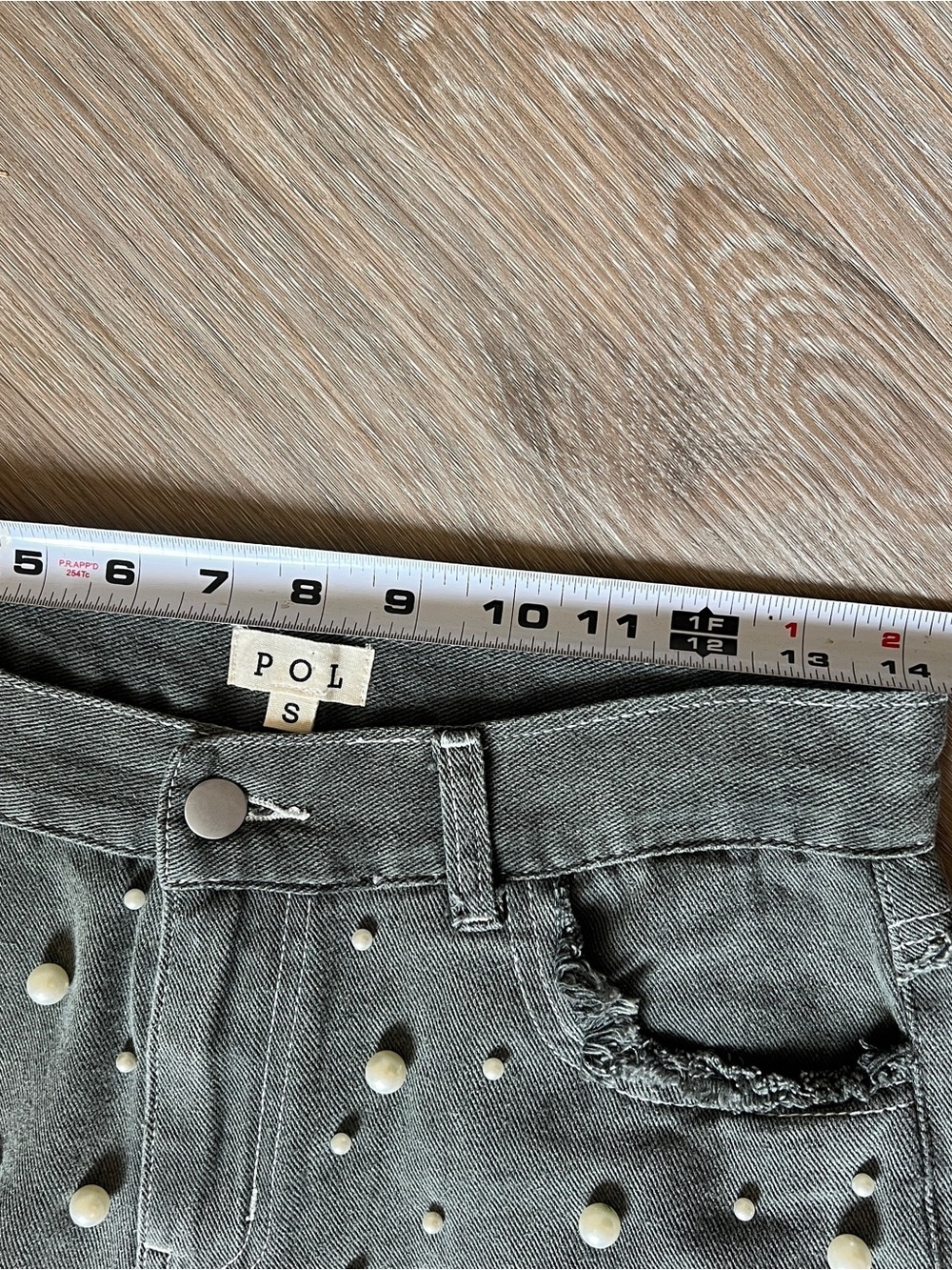 POL Pearl Embellished Wide Leg Jeans Gray Denim Size S NWOT 28 - Picture 6 of 9